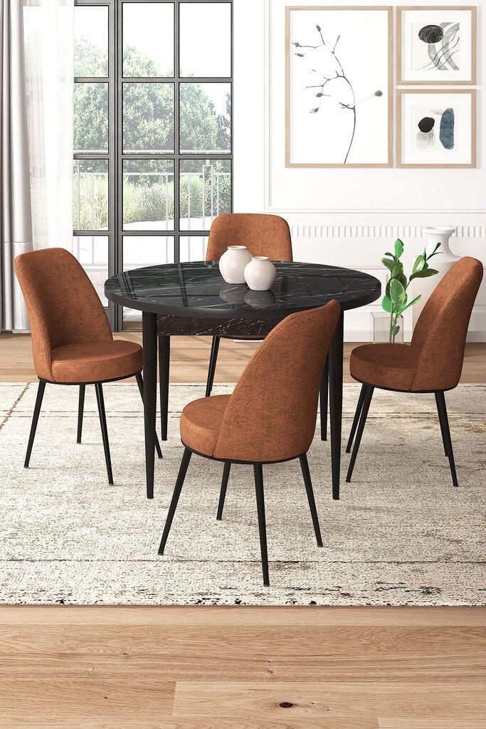 Hanah Home Set Trpezarijski sto i 4 stolice, Terakota