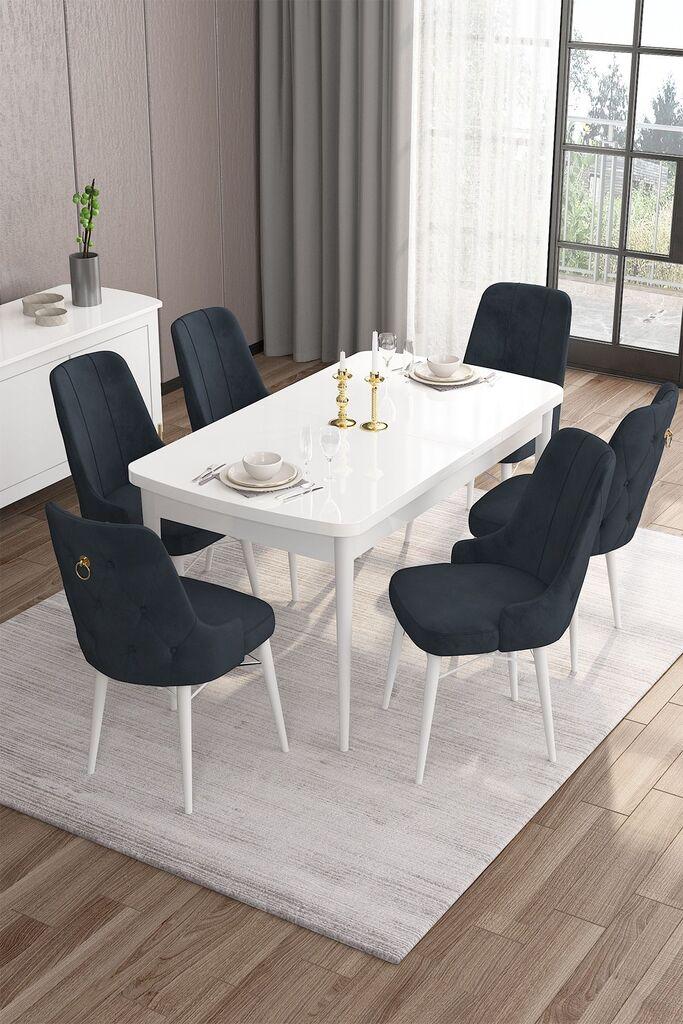Hanah Home Set Trpezarijski sto i 6 stolica Are, antracit-bijela