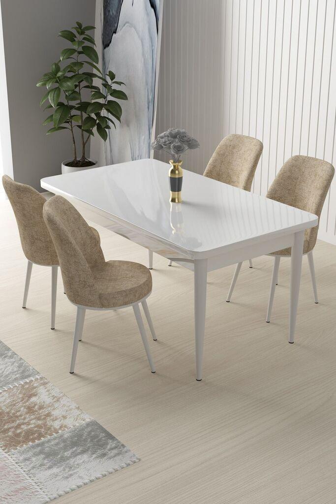 Hanah Home Set Trpezarijski sto i 4 stolice Nile, krem-bijela
