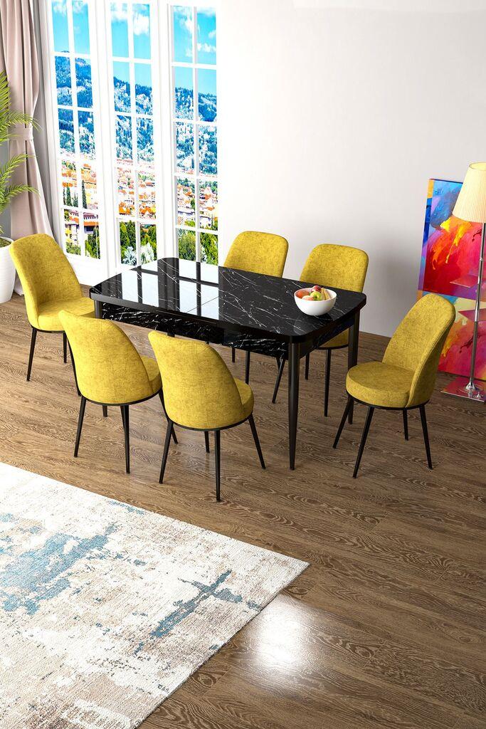 Hanah Home Set Trpezarijski sto i 6 stolica Zen, žuto-crna