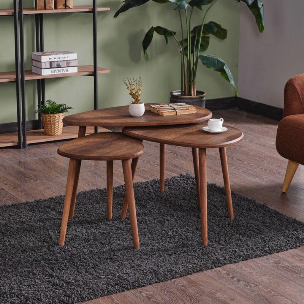 Hanah Home Alvin set klub stolova, 3 dijela, boja oraha