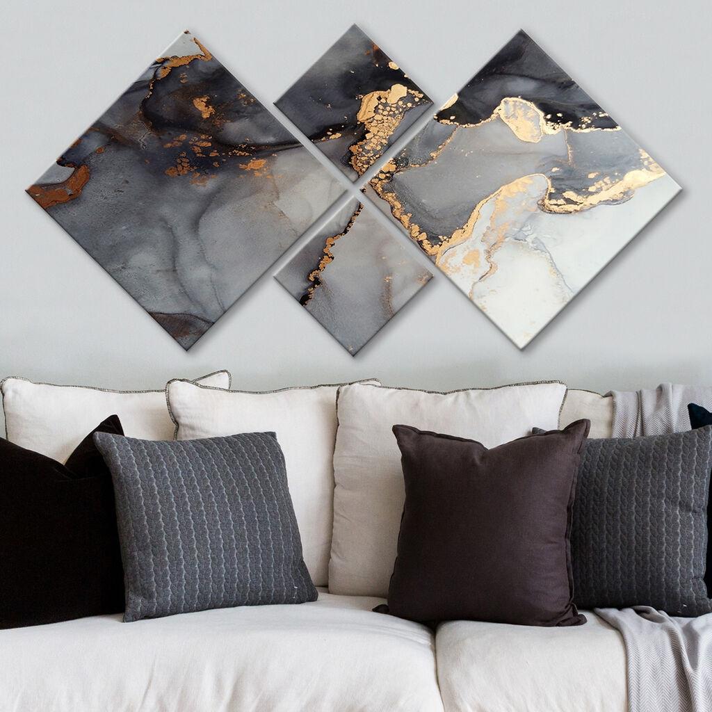 Wallity Četiri slike s mramornim uzorkom 60x115 cm sive