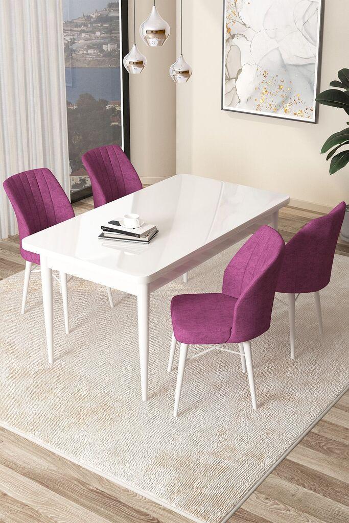 Hanah Home Set Trpezarijski sto i 4 stolice Arp, ljubičasta i bijela