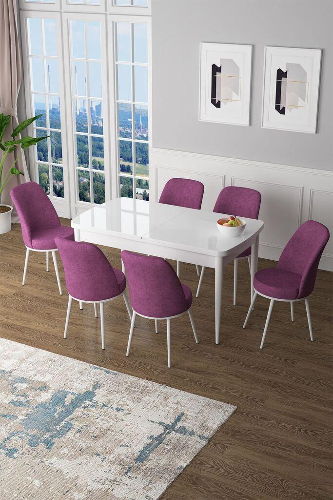 Hanah Home Set Trpezarijski sto i 6 stolica Zen, ljubičasta i bijela