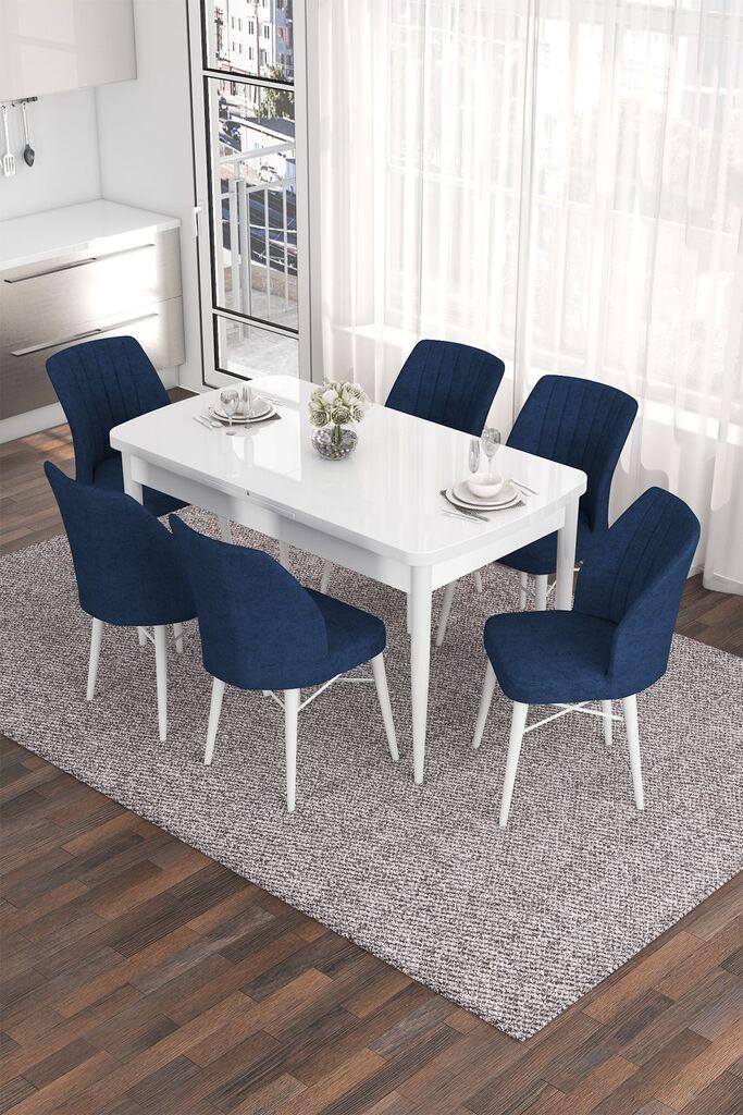 Hanah Home Set Trpezarijski sto i 6 stolica Eva, plava i bijela