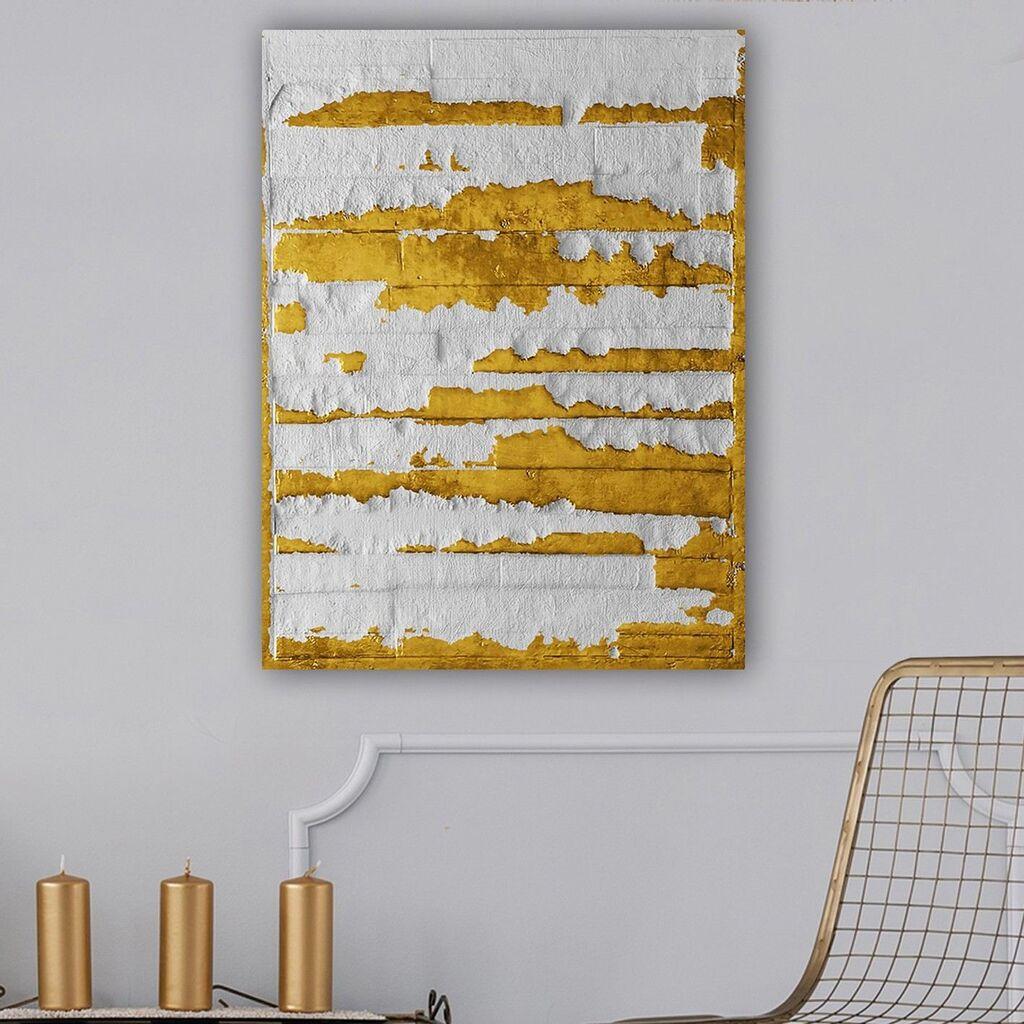 Wallxpert 7008419082_70100 Dekorativna slika, 70x100cm, Bijelo-zlatna