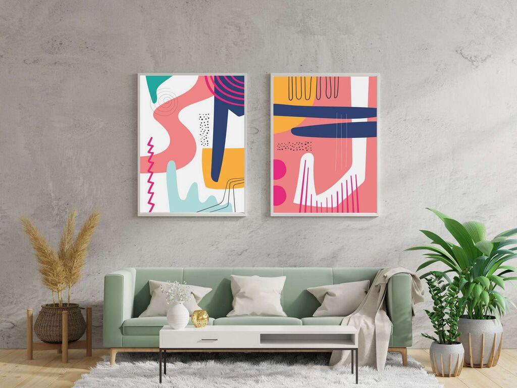 Wallity Ukrasne uramljene slike, 50x70cm, 2 komada, Šarene