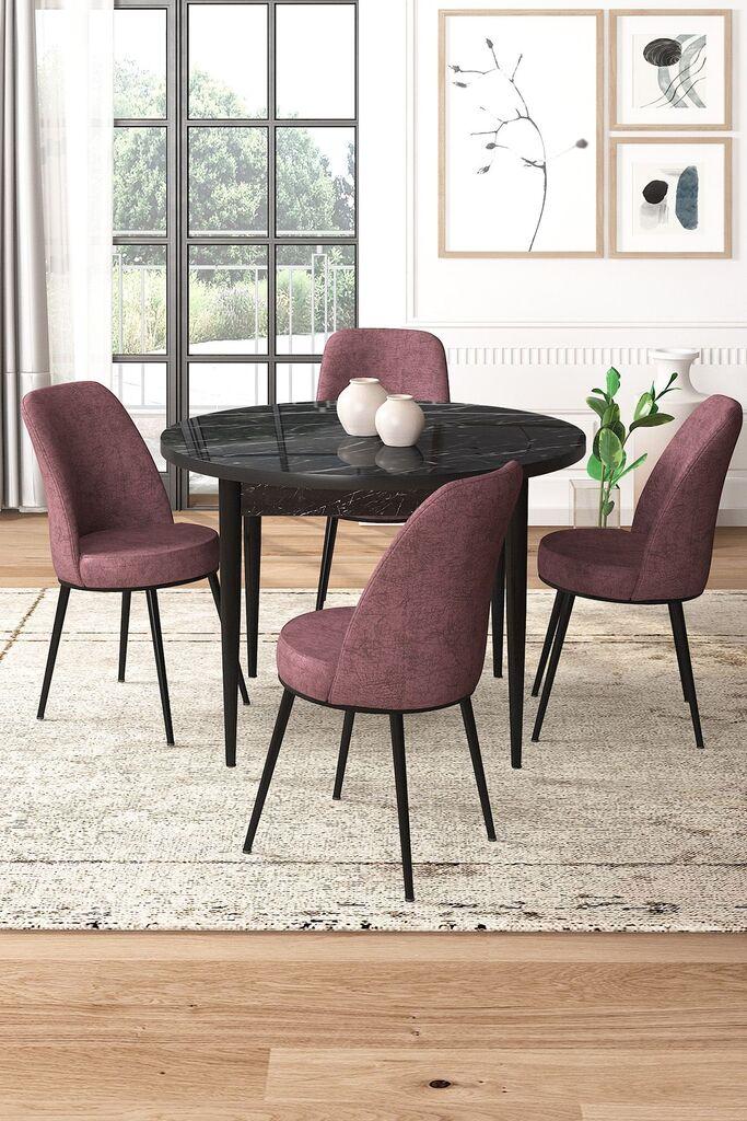 Hanah Home Set Trpezarijski sto i 4 stolice, prljavo roza