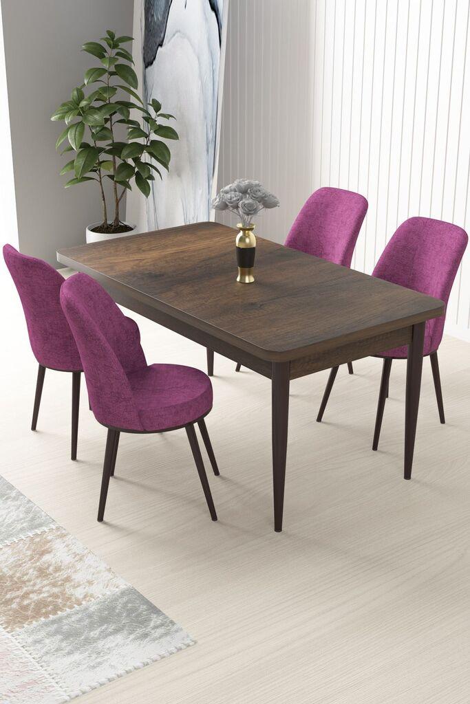 Hanah Home Set Trpezarijski sto i 4 stolice Nile, Ljubičasto-smeđa