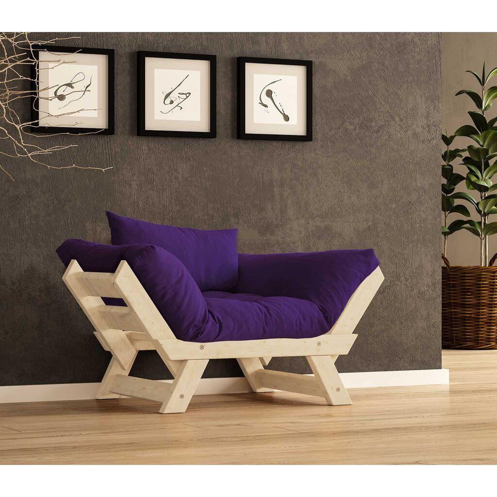 Hanah Home Vrtna sofa sa jednim sedištem i jastukom, Natur-ljubičasta