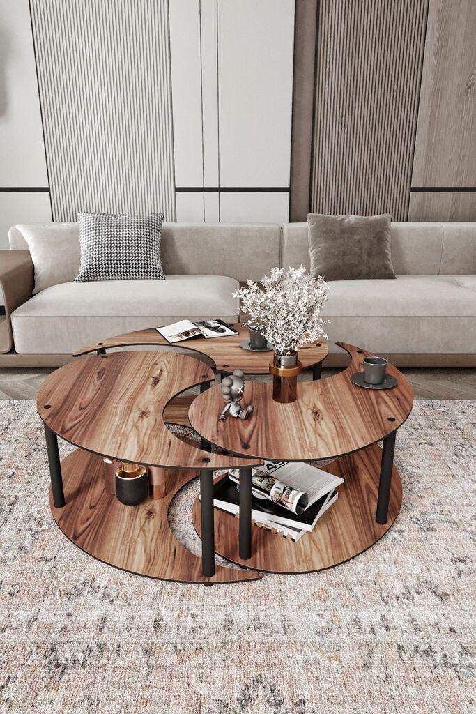 Hanah Home Yin Yang klub set stolova, 3 dijela, smeđa