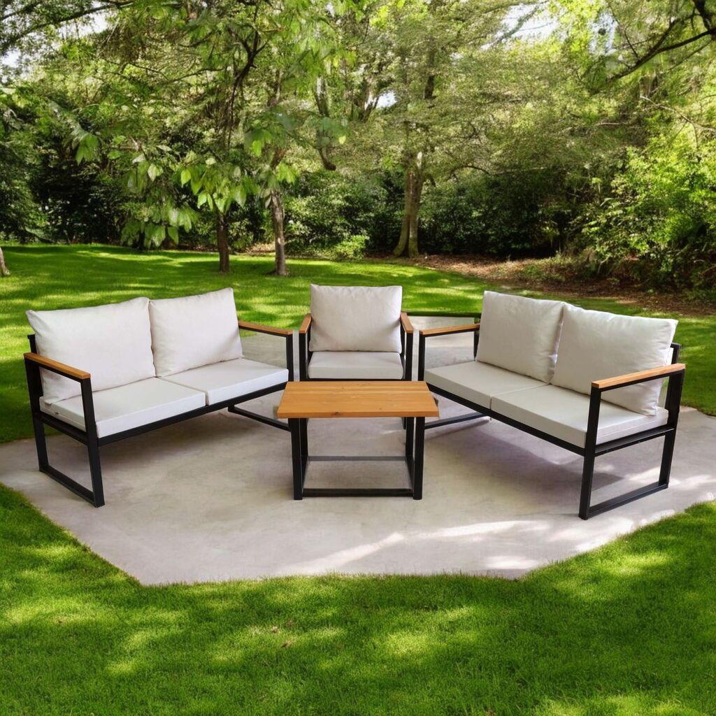 Hanah Home Vrtni set, Dvosjed, jednosjed i stolić za kavu, Bež