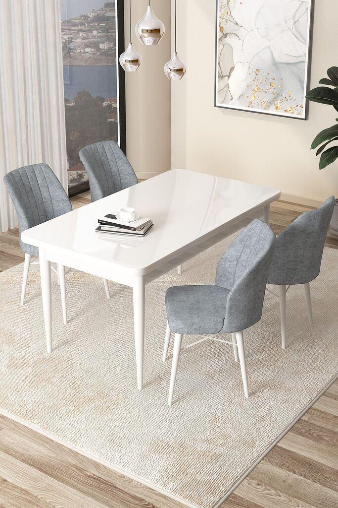 Hanah Home Set Trpezarijski sto i 4 stolice Arp, Sivo-bijela