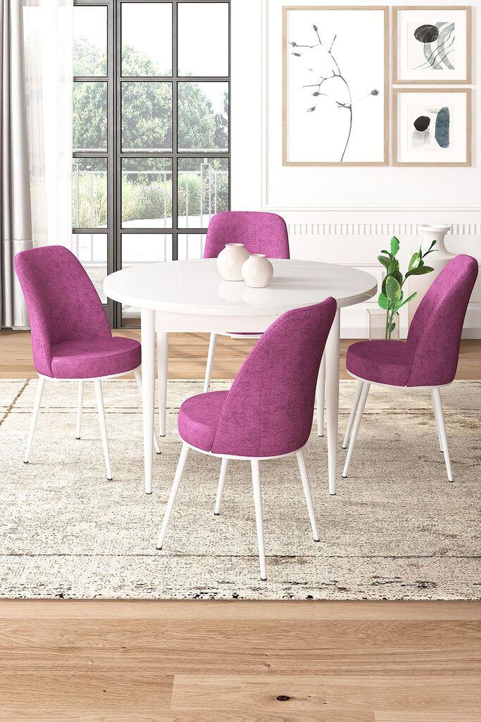 Hanah Home Set Trpezarijski sto i 4 stolice, ljubičasta i bijela