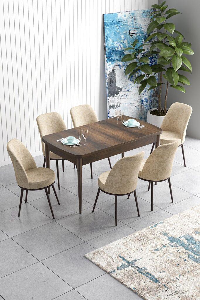 Hanah Home Set Trpezarijski sto i 6 stolica Han, krem-smeđa