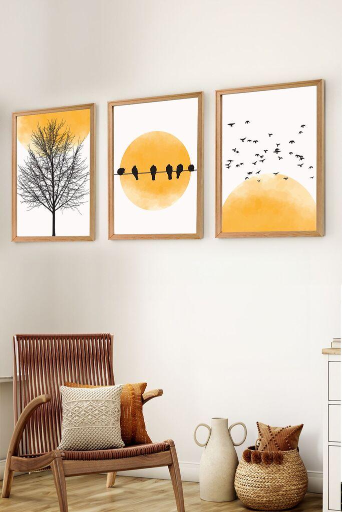 Wallity Set uramljenih MDF slika Myk3007-2, 3 dijela