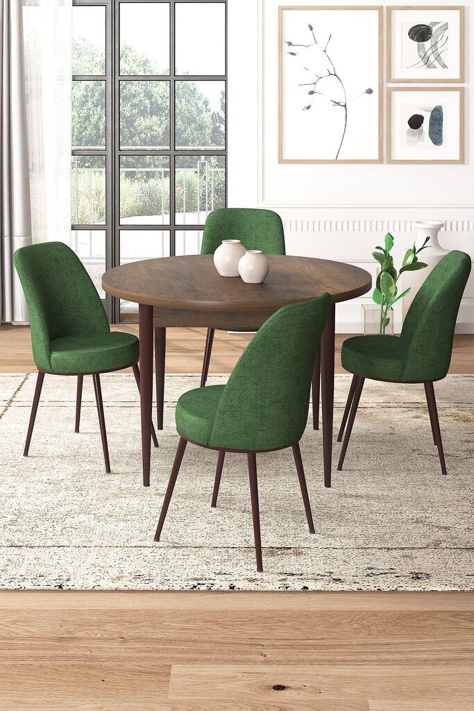 Hanah Home Set Trpezarijski sto i 4 stolice, zeleno-smeđa