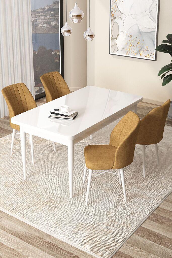 Hanah Home Set Trpezarijski sto i 4 stolice Arp, oker-bijela