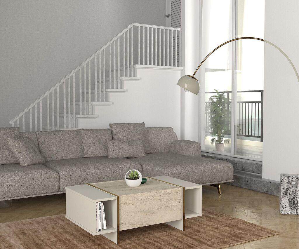 Hanah Home Club sto Veyron, 103,8x37,3x60 cm, Bež