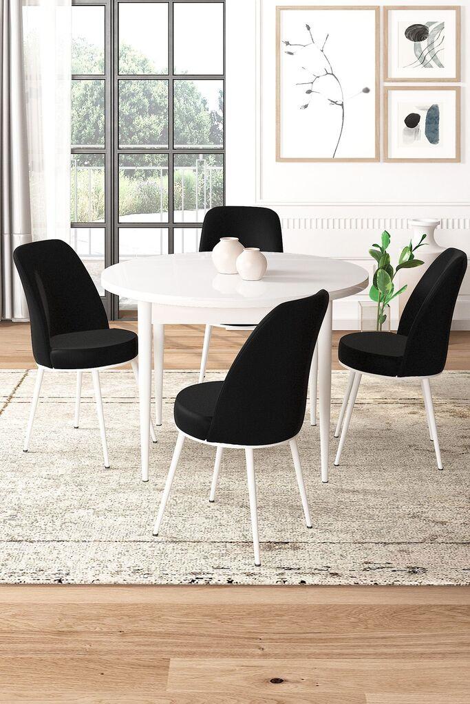 Hanah Home Set Trpezarijski sto i 4 stolice, crno-bijela