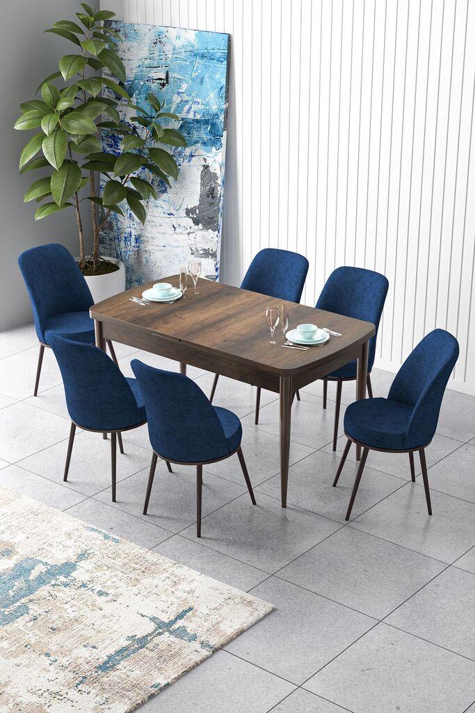 Hanah Home Set Trpezarijski sto i 6 stolica Zen, plavo-smeđa