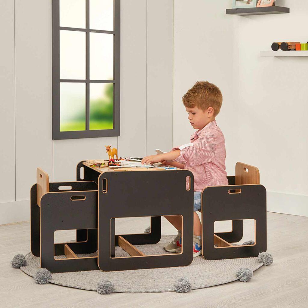 Hanah Home Dječiji set Sto i stolice, 53x45x44.5cm, Crna