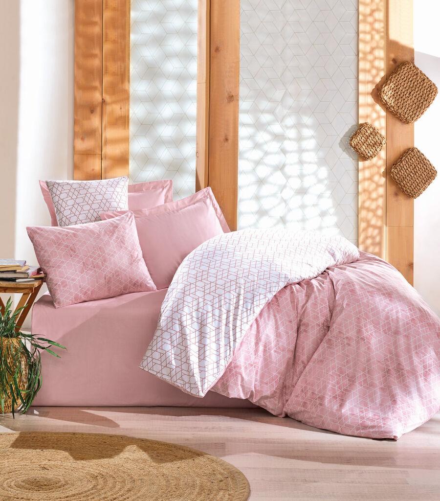 L'essentiel Maison Posteljina za francuski krevet Ranforce, 100% pamuk, 200x220 cm, 240x260 cm, 2 jastučnice, Roza-bijela