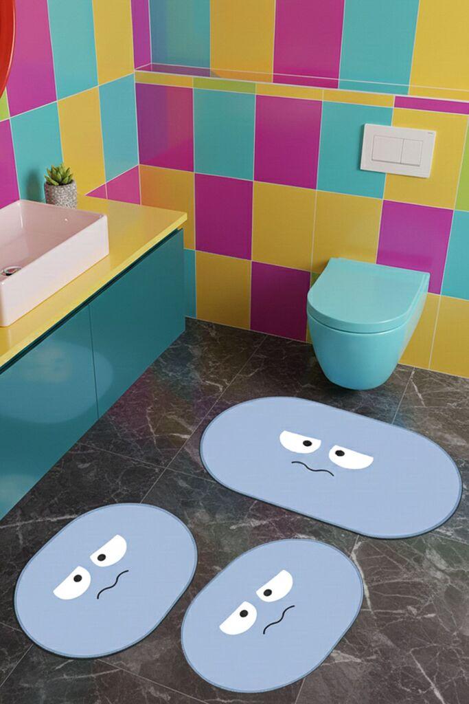 L'essentiel Maison Set prostirki za kupatilo, 3 komada, plava