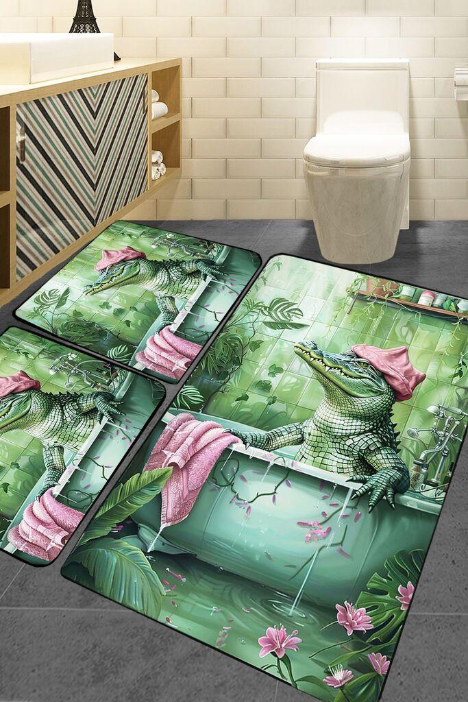L'essentiel Maison Set tepiha za kupatilo, 3 komada, Zelena