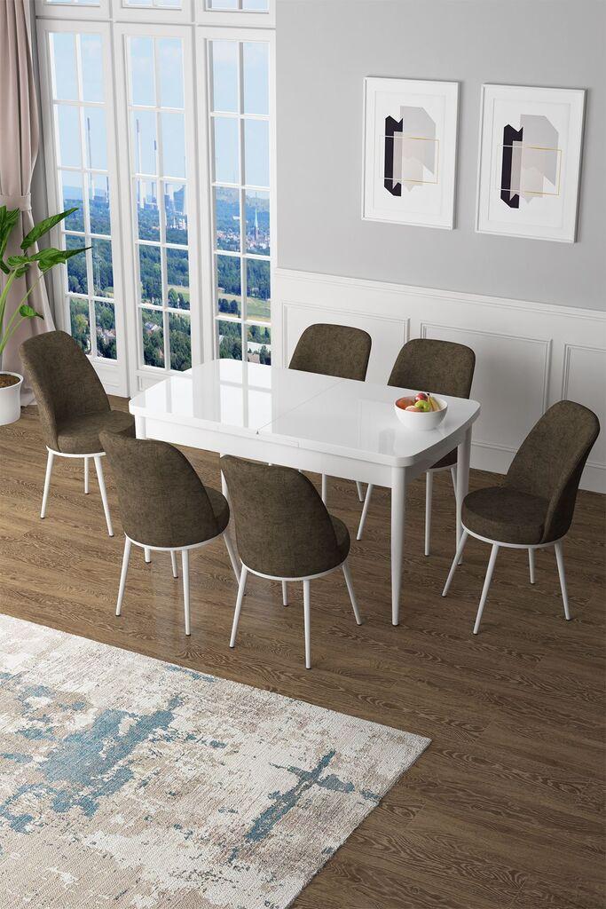 Hanah Home Set Trpezarijski sto i 6 stolica Zen, smeđe-bijela