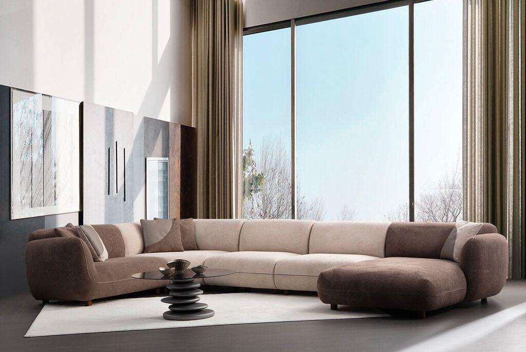 Atelier del Sofa Kutna garnitura Pavia, 240x430x90 cm, Krem-smeđa