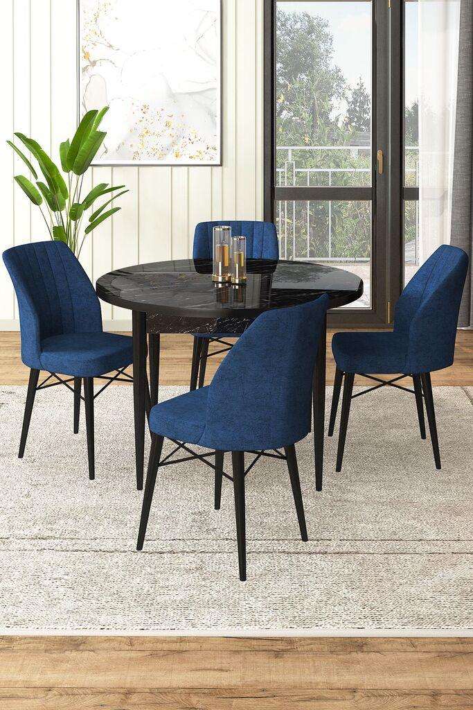Hanah Home Set Trpezarijski sto i 4 stolice, tamnoplava