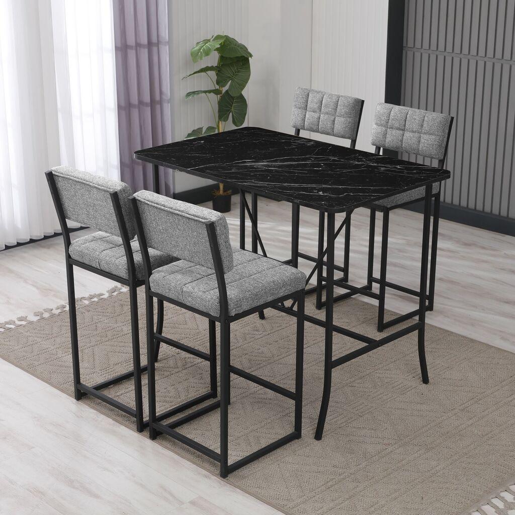 Hanah Home Set barskih stolova i stolica, 110 x 70 x 92 cm, 5 dijelova, Siva