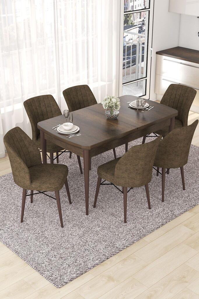 Hanah Home Set Trpezarijski sto i 6 stolica Nef, smeđa