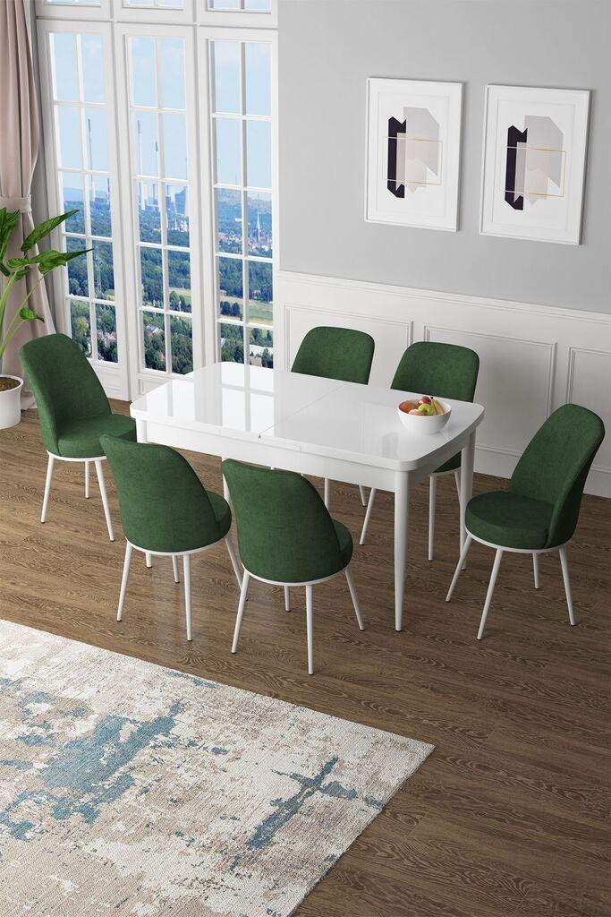 Hanah Home Set Trpezarijski sto i 6 stolica Zen, zelena i bijela