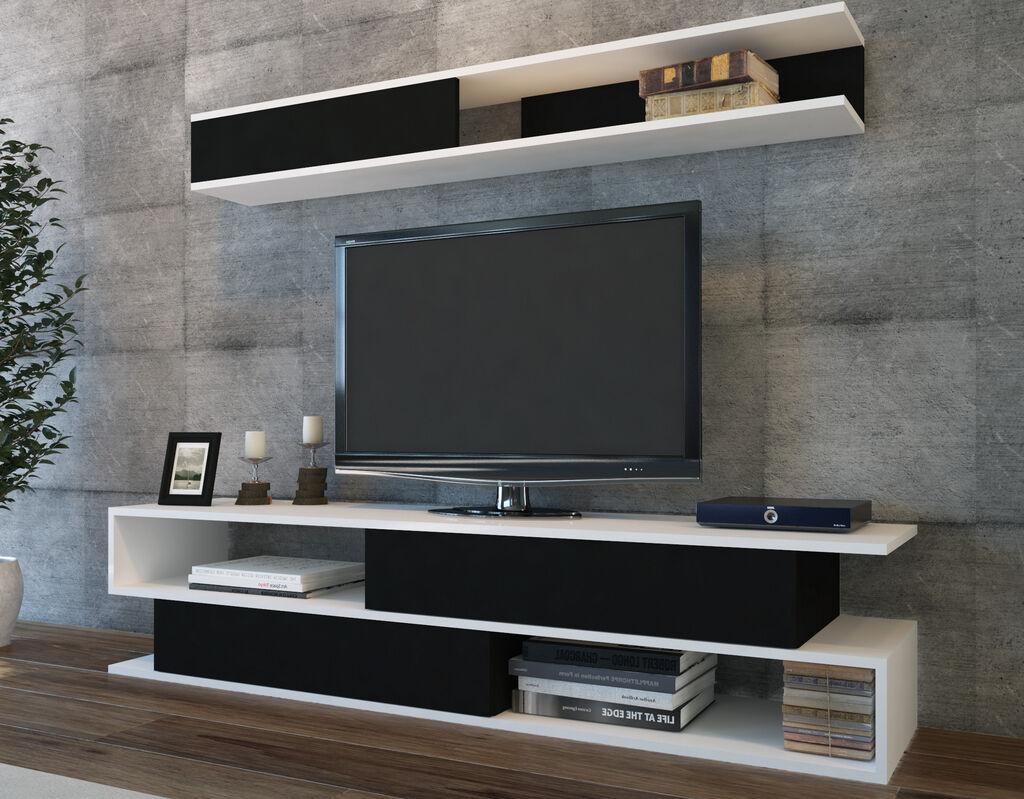 Hanah Home Sims TV polica, crno-bijela