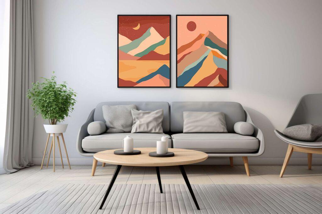 Wallity Ukrasne uramljene slike, 50x70cm, 2 komada, Šarene