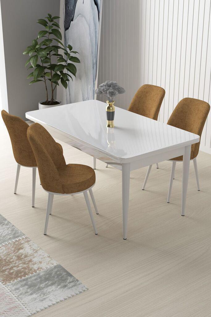Hanah Home Set Trpezarijski sto i 4 stolice Nile, oker-bijela