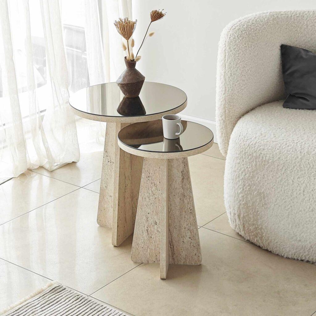 Hanah Home Club set stolova Luna, 2 dijela, krem