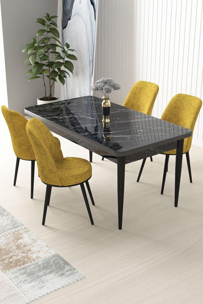 Hanah Home Set Trpezarijski sto i 4 stolice Nile, žuto-crna