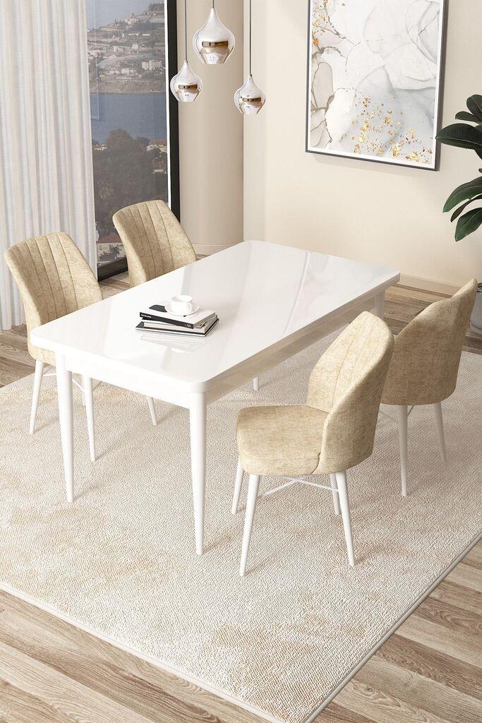 Hanah Home Set Trpezarijski sto i 4 stolice Arp, Krem-bijela