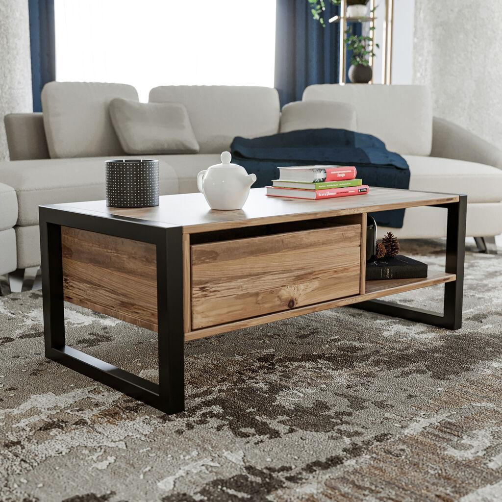 HANAH HOME Haldizen Klub sto, 105x40x55cm, Smeđe-crni