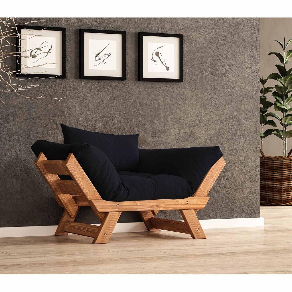 Hanah Home vrtna sofa s jednim sjedištem i jastukom, tikovina i crna