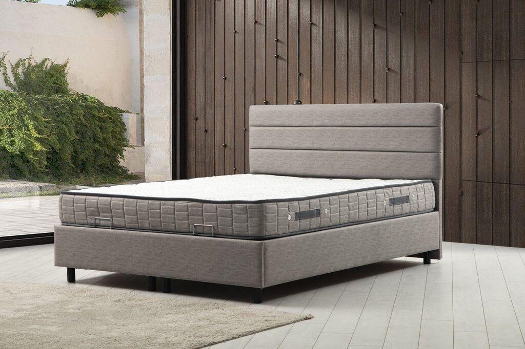 Hanah Home Krevet sa uzglavljem Motya, 90x114x190 cm, Sivi