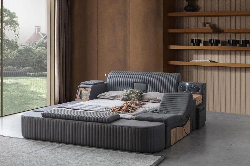 Hanah Home Podloga za krevet Sunline Smart, 250 x 100 x 290 cm, Antracit