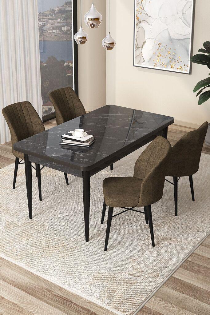 Hanah Home Set Trpezarijski sto i 4 stolice Arp, smeđe-crna