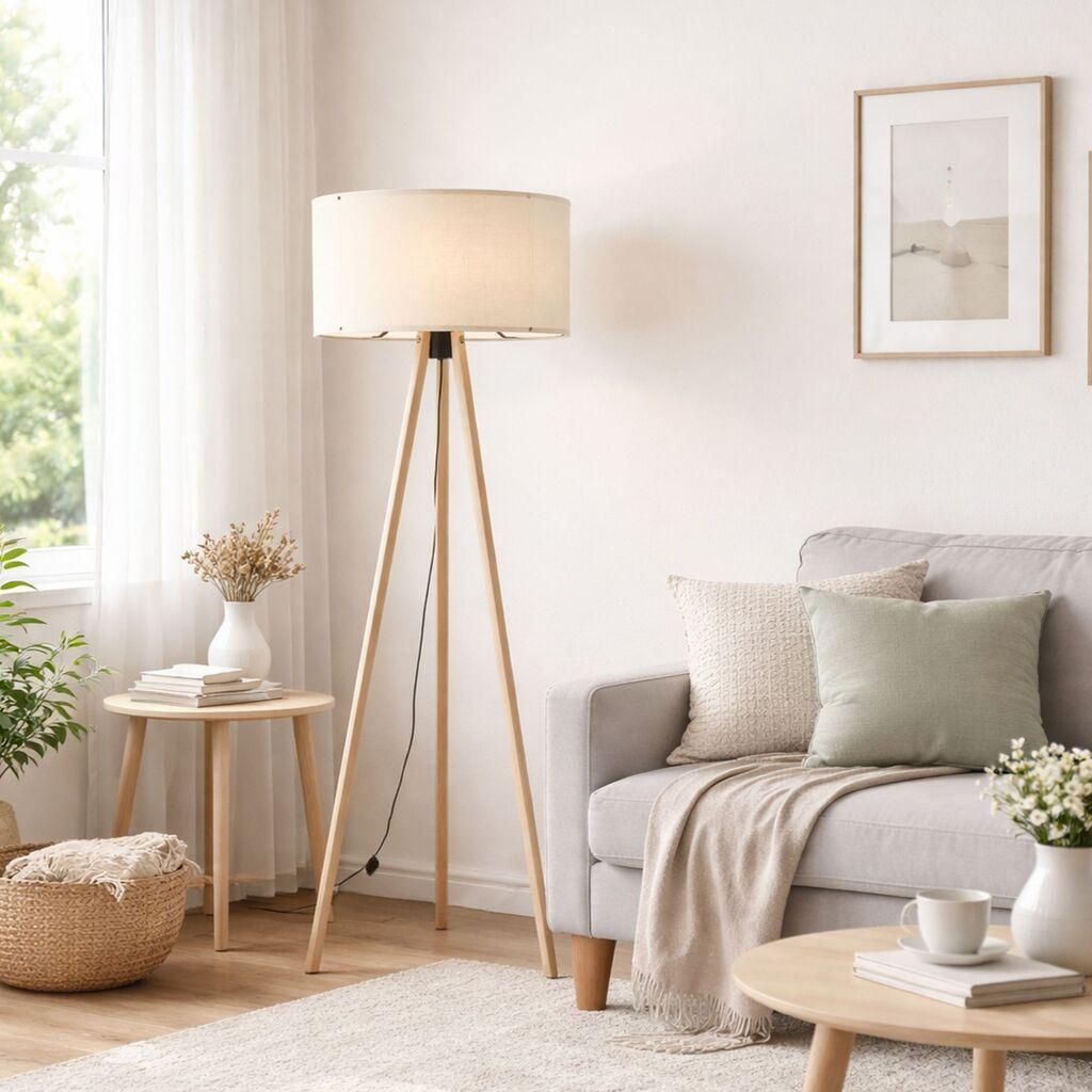 Opviq Podna lampa krem ​​hrast