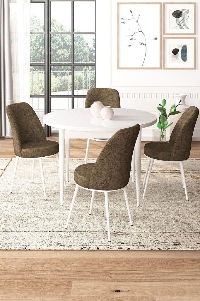 Hanah Home Set Trpezarijski sto i 4 stolice, smeđe-bijela