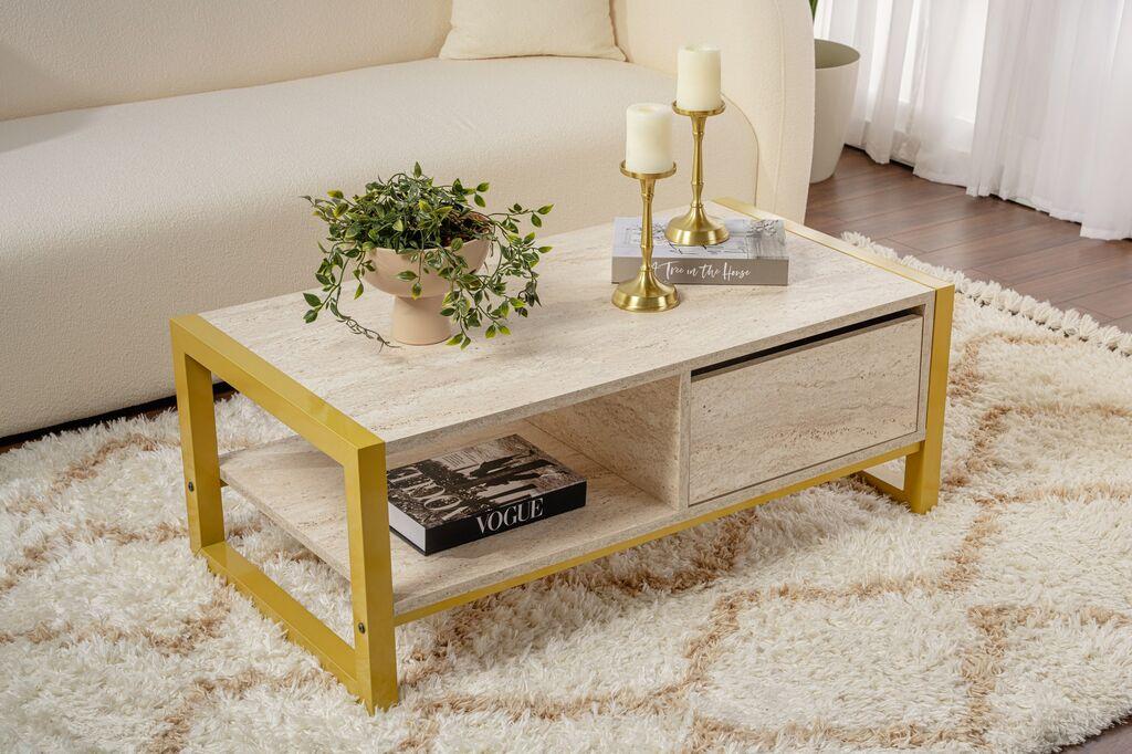 Hanah Home Club sto Haldizen, 105x40x55 cm, bež