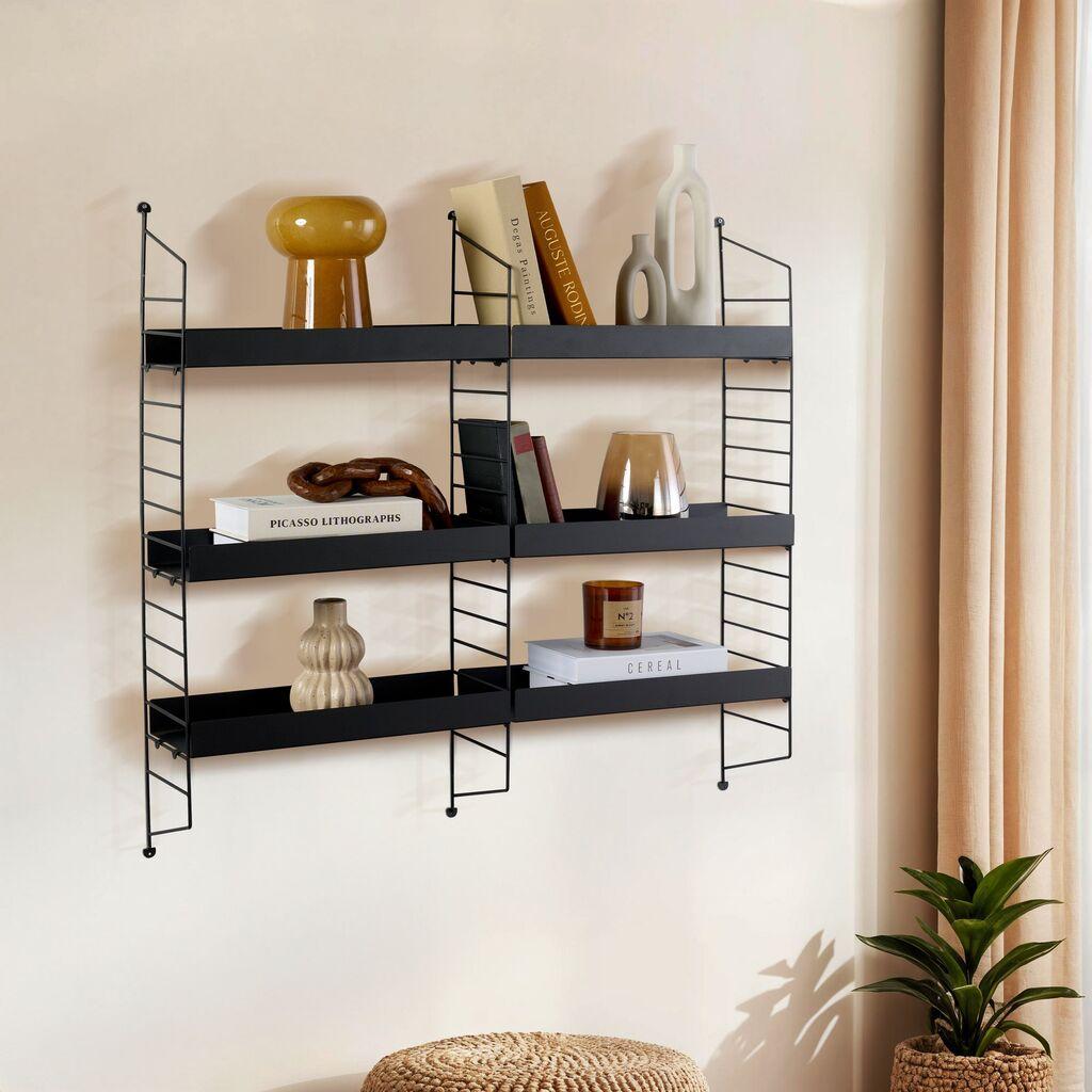 Hanah Home Zidna polica Cm-068, 98x21x100 cm, Crna